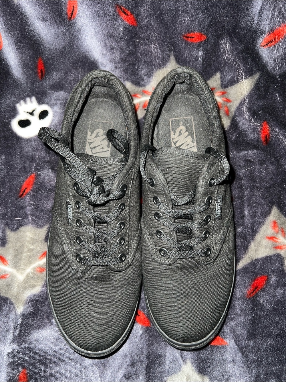 Vans Black Canvas Low Top Sneakers — All-Black Skate Shoes